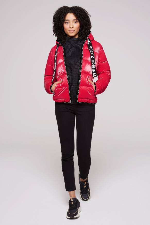 Soccx Glänzende Steppjacke mit Samt-Optik clear red Angebote