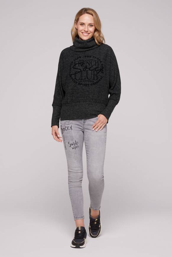 Soccx Rollkragenpullover mit Fledermausärmeln black melange Limitierter Zeitrabatt