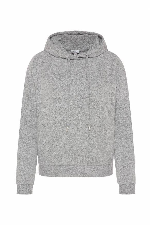 Soccx Basic Hoodie aus Flauschstrick grey melange Rabatt