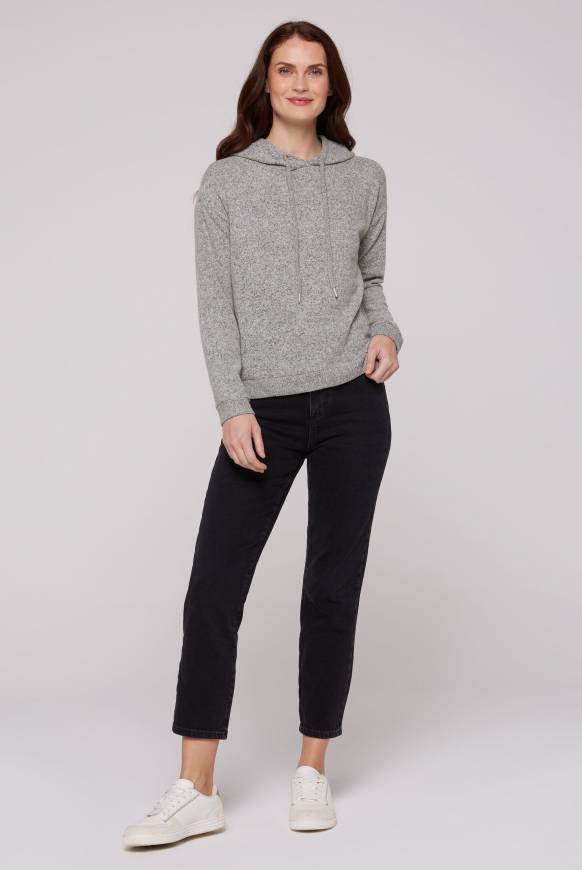 Soccx Basic Hoodie aus Flauschstrick grey melange Rabatt