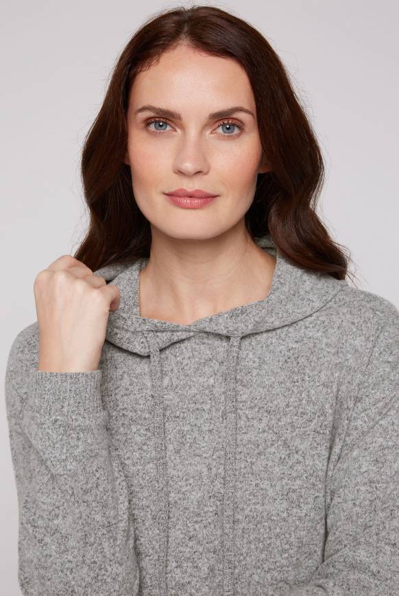 Soccx Basic Hoodie aus Flauschstrick grey melange Rabatt