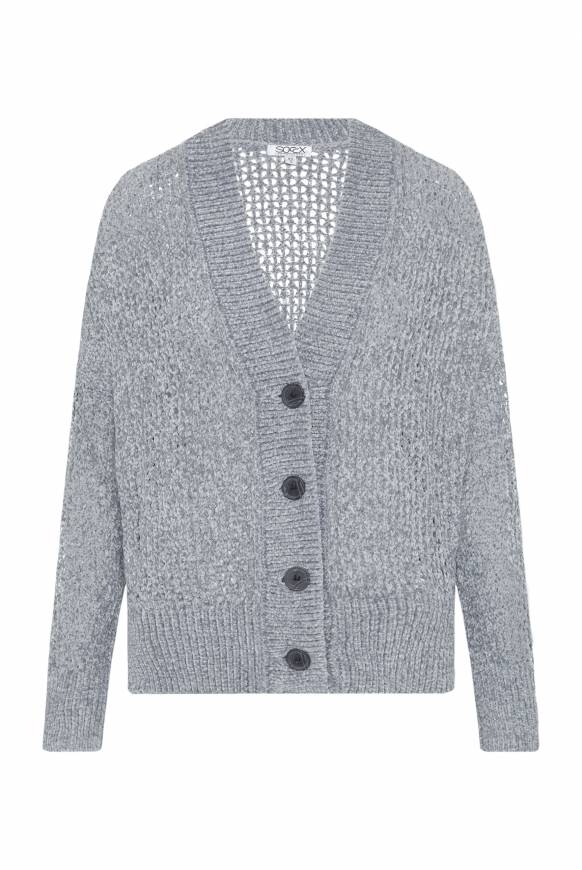 Soccx Chenille-Cardigan mit Strickmuster cold grey Großer Ausverkauf