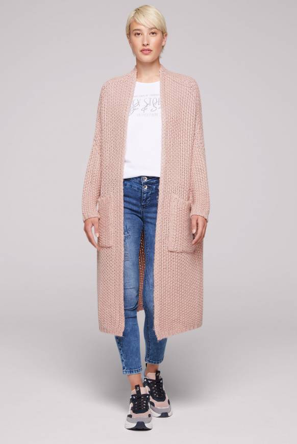 Soccx Langer Cardigan mit Perlmuster rose blush Begrenztes Angebot