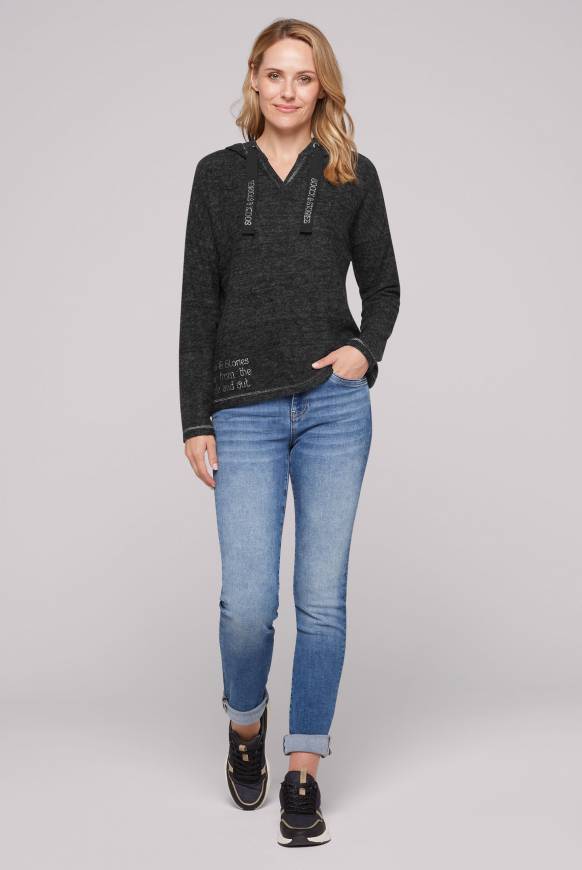 Soccx Kapuzenpullover aus Flauschstrick black Exklusivangebot