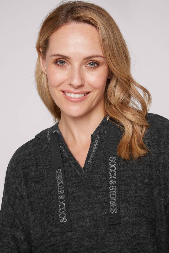 Soccx Kapuzenpullover aus Flauschstrick black Exklusivangebot