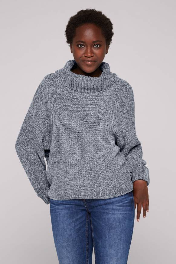 Soccx Oversized Rollkragenpullover aus Chenille cold grey