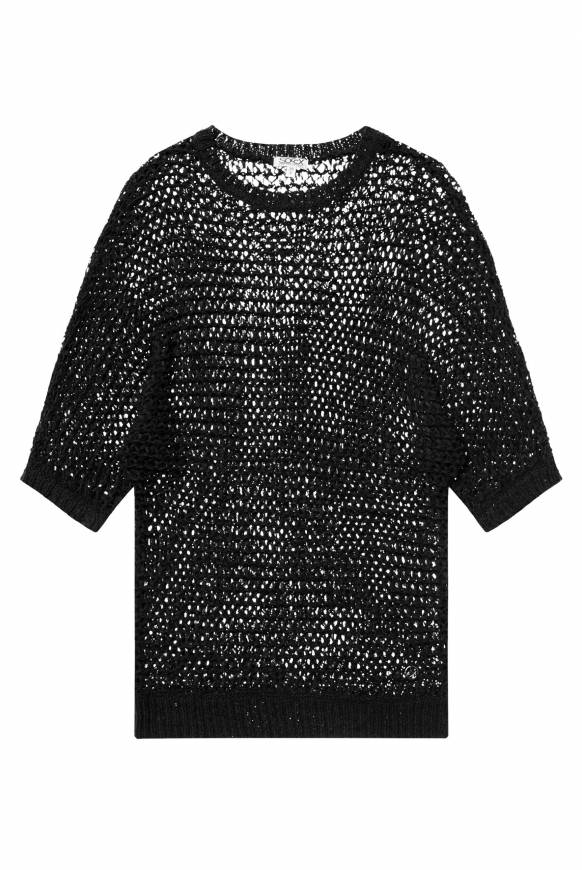 Soccx Kurzarm-Pullover aus Strukturgarn black Black Friday