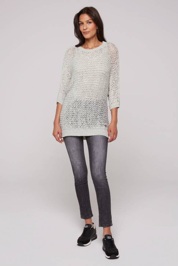 Soccx Kurzarm-Pullover aus Strukturgarn stone beige Cyber Monday