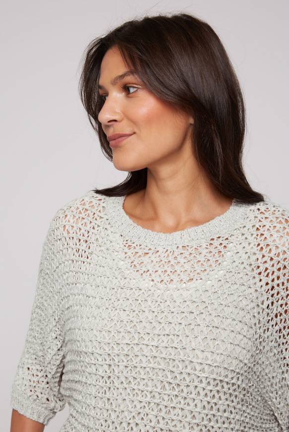 Soccx Kurzarm-Pullover aus Strukturgarn stone beige Cyber Monday