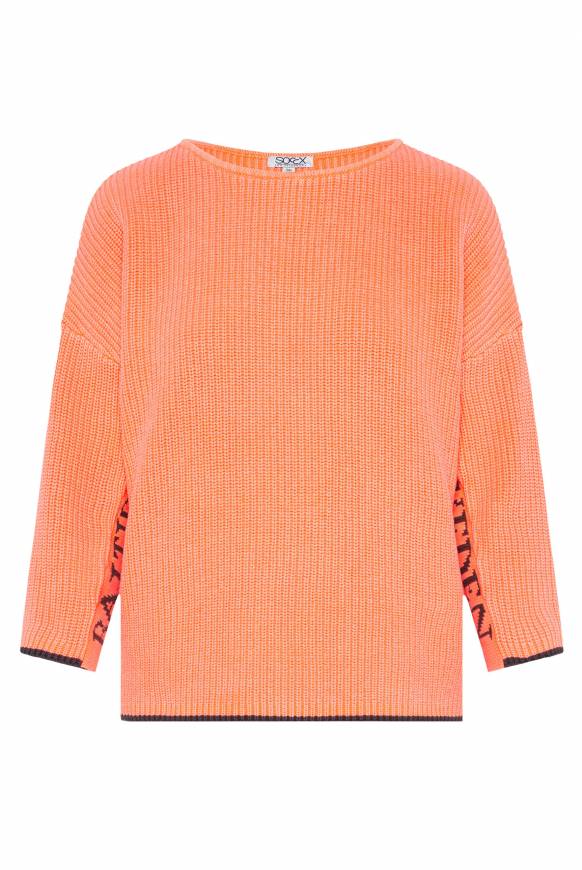 Soccx Stone Washed Pullover mit Intarsia-Design neon orange Osterangebot