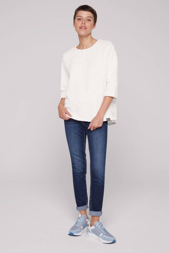 Soccx Sweatshirt mit Intarsia-Artwork ivory Heißer Verkauf