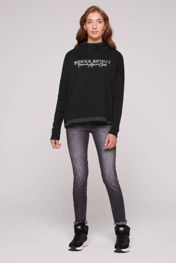 Soccx Sweatshirt mit Kapuze und Print Artwork black Top Angebot