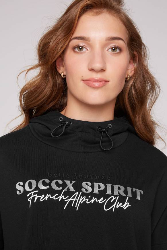 Soccx Sweatshirt mit Kapuze und Print Artwork black Top Angebot