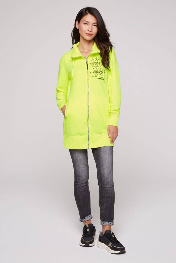 Soccx Lange Sweatjacke mit hohem Kragen yellow lime Zeitlich begrenztes Angebot