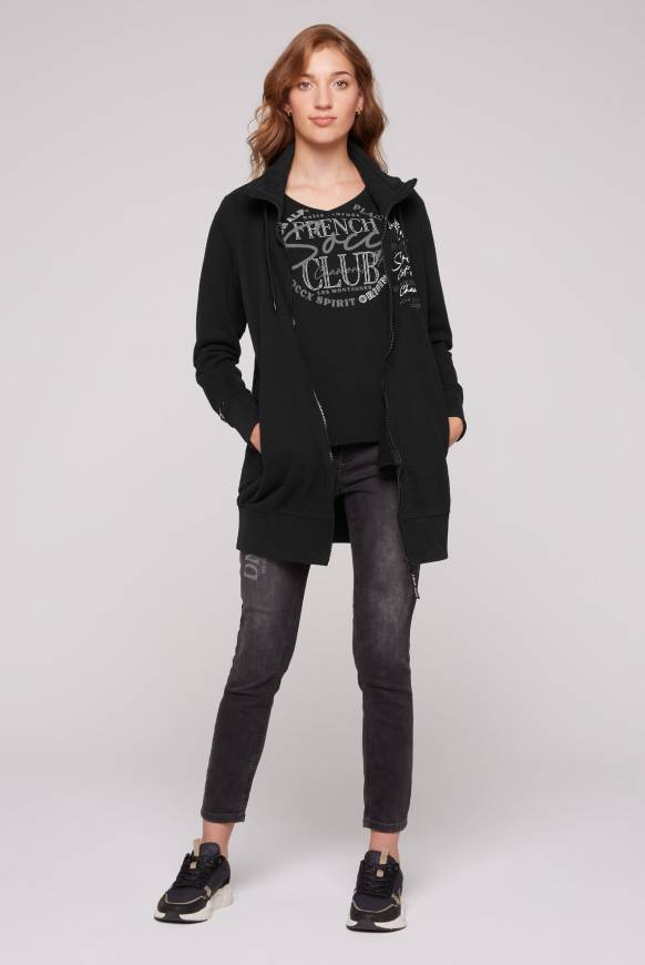 Soccx Lange Sweatjacke mit hohem Kragen black Exklusive Angebote