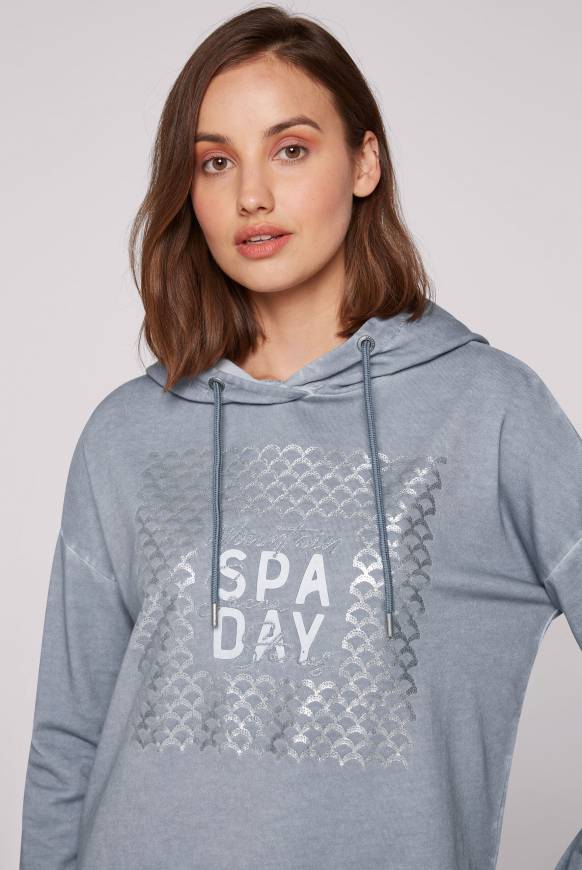 Soccx Hoodie Oil Dyed mit Artwork cold grey Räumungsverkauf