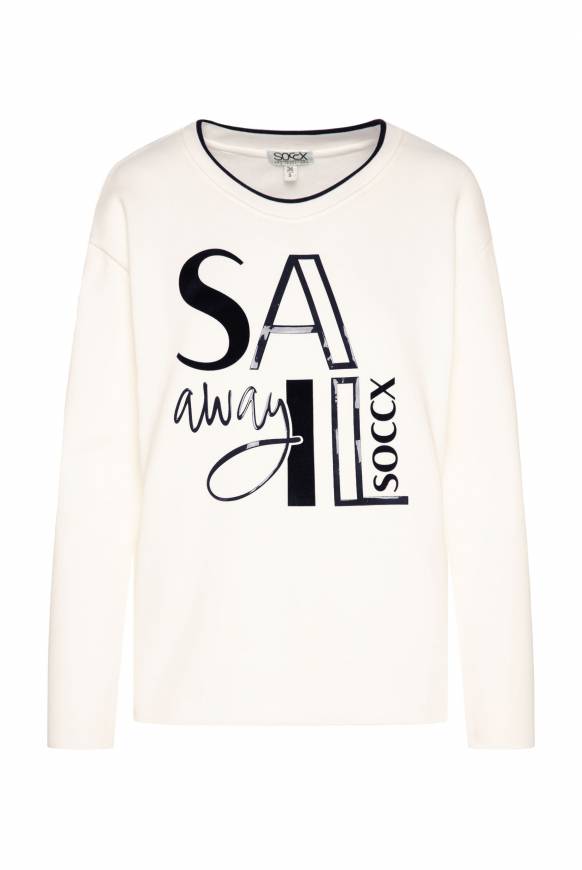 Soccx Bonded Sweatshirt mit Glossy-Print ivory Sonderangebote