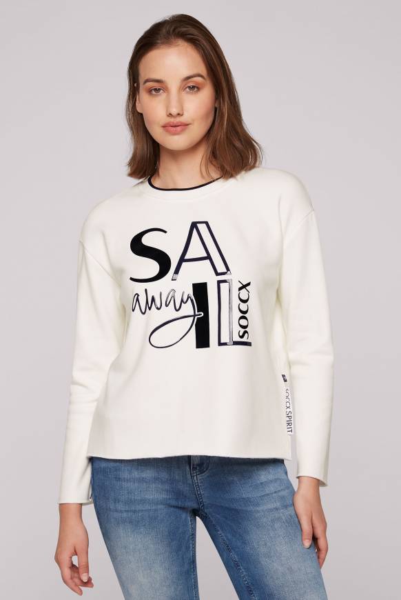 Soccx Bonded Sweatshirt mit Glossy-Print ivory Sonderangebote