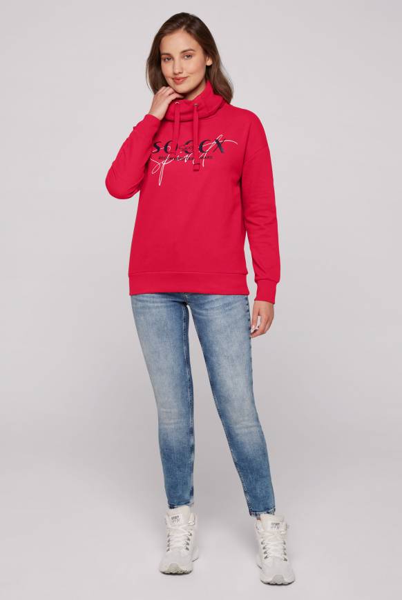 Soccx Sweatshirt mit hohem Kragen und Logo Print clear red Riesige Ersparnisse