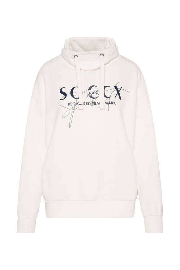Soccx Sweatshirt mit hohem Kragen und Logo Print ivory VIP-Rabatte