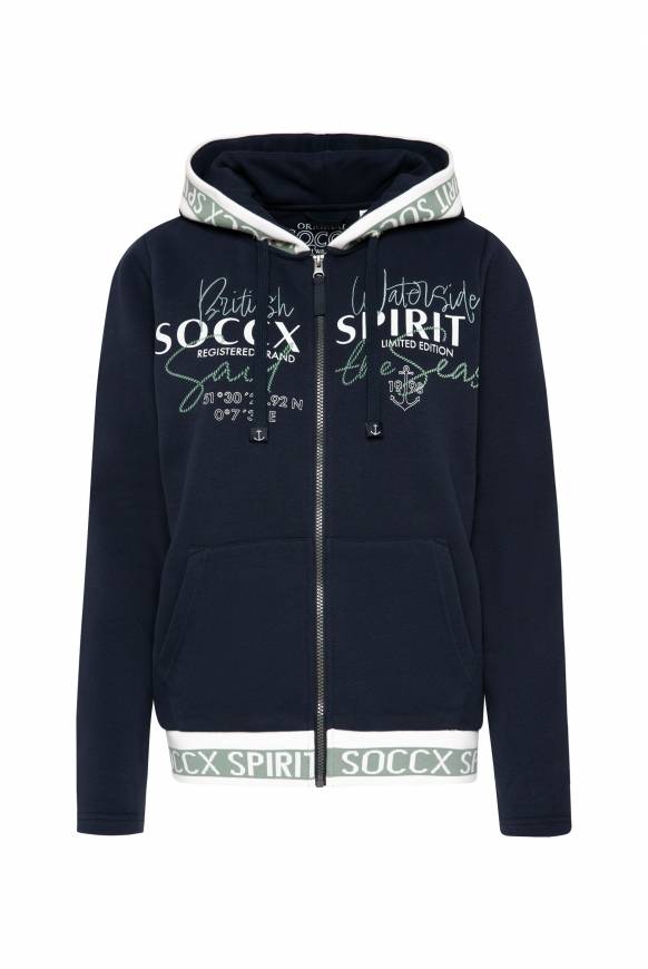 Soccx Kapuzensweatjacke mit Intarsia-Logo-Details blue navy Tiefpreis