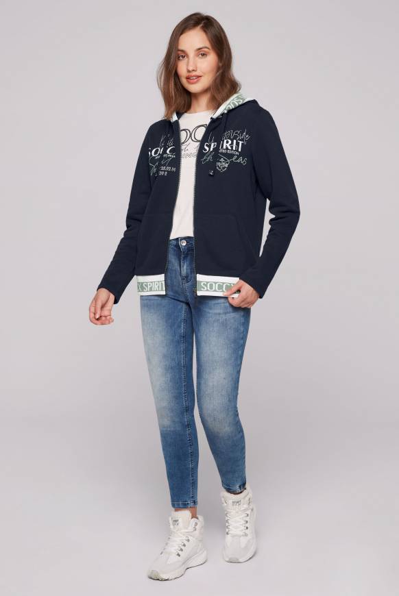 Soccx Kapuzensweatjacke mit Intarsia-Logo-Details blue navy Tiefpreis