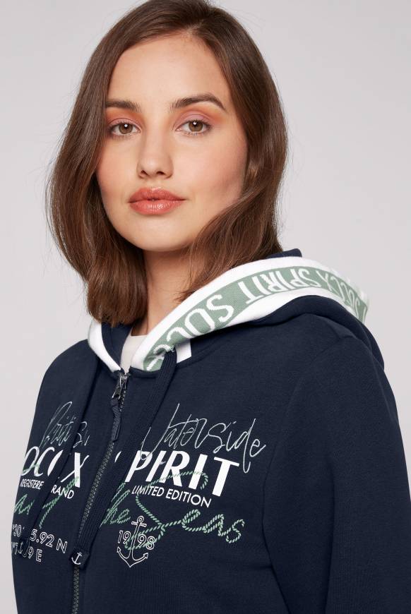 Soccx Kapuzensweatjacke mit Intarsia-Logo-Details blue navy Tiefpreis