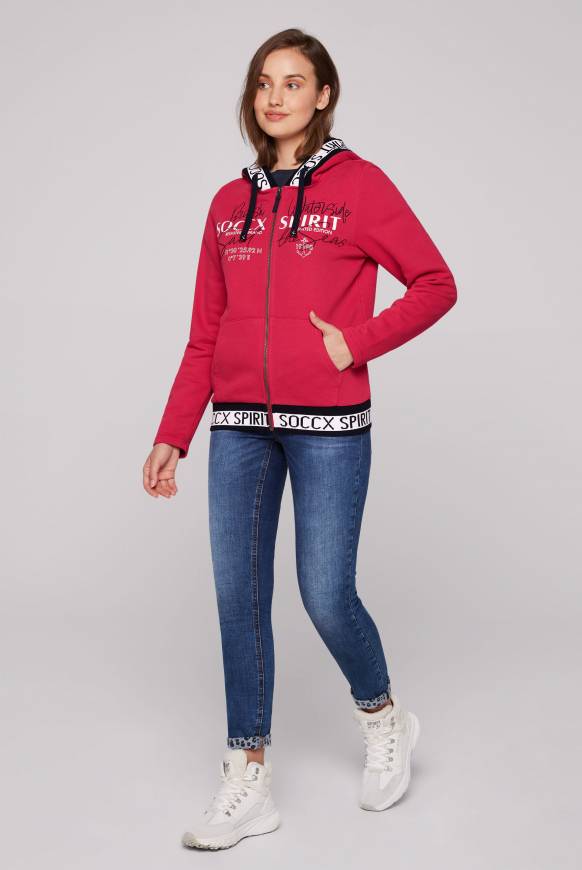 Soccx Kapuzensweatjacke mit Intarsia-Logo-Details clear red Super Sparpreis
