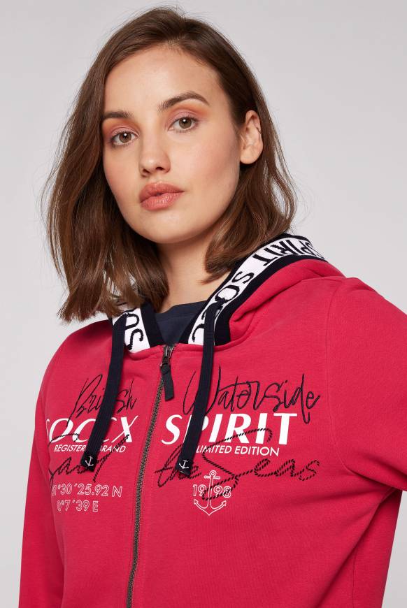 Soccx Kapuzensweatjacke mit Intarsia-Logo-Details clear red Super Sparpreis
