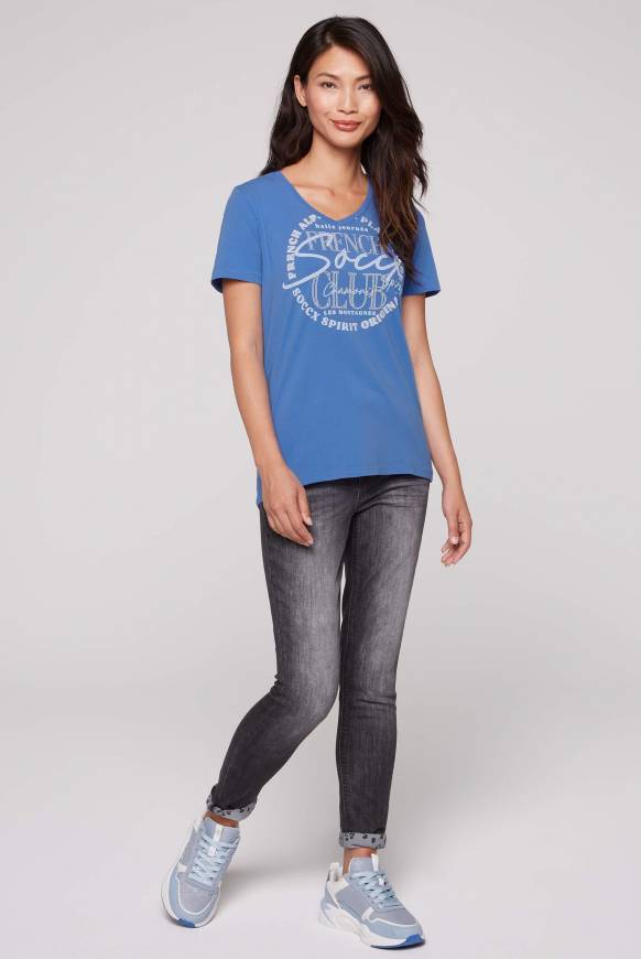 Soccx T-Shirt mit V-Ausschnitt und Print vividblue Wochenangebot