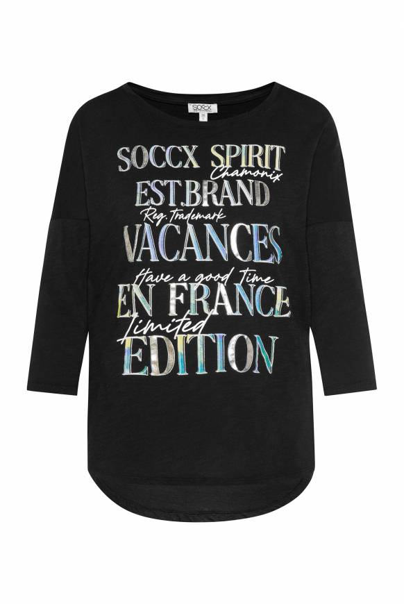 Soccx Shirt mit 3/4-Ärmeln und buntem Wording Print black Neueste Stile