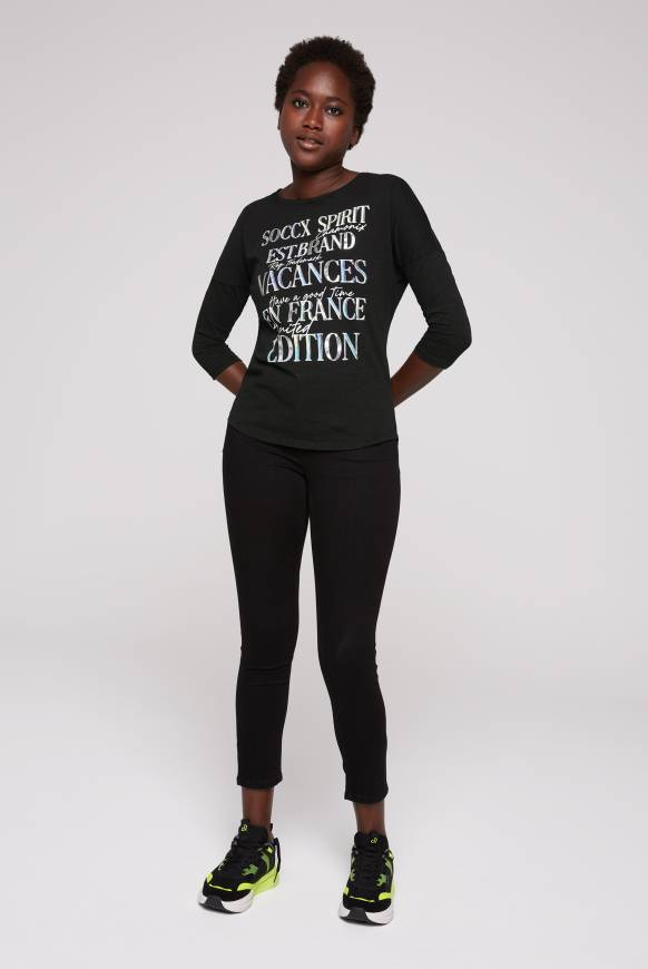 Soccx Shirt mit 3/4-Ärmeln und buntem Wording Print black Neueste Stile