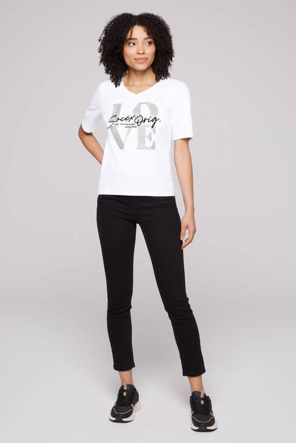Soccx T-Shirt mit V-Ausschnitt und Print opticwhite Bis zu 60% Rabatt
