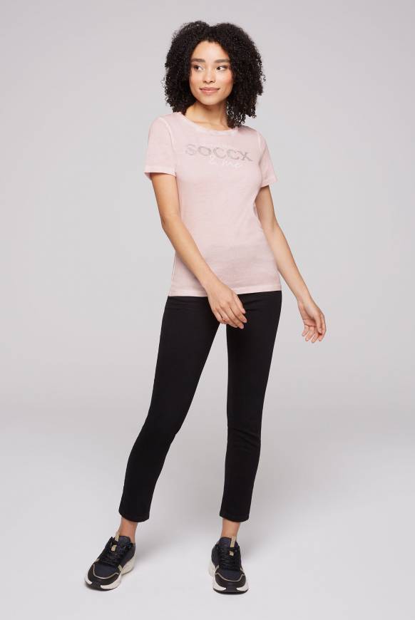 Soccx Basic Logo T-Shirt Oil Dyed rose blush Bis zu 65% Rabatt