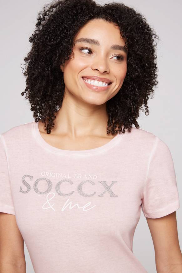 Soccx Basic Logo T-Shirt Oil Dyed rose blush Bis zu 65% Rabatt