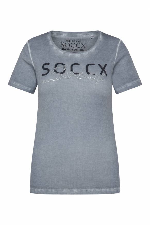 Soccx Basic Logo T-Shirt Oil Dyed cold grey Nur für heute