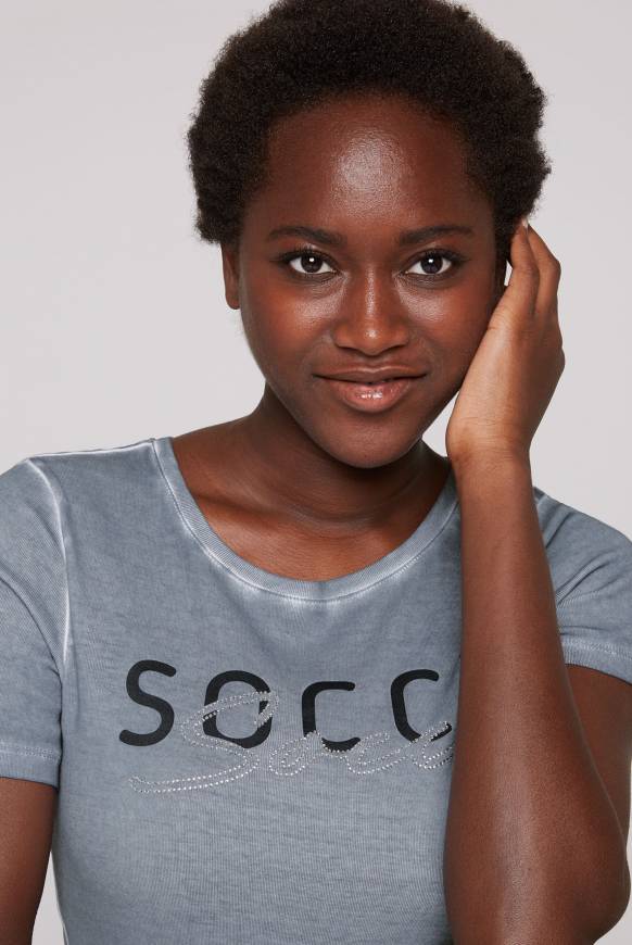 Soccx Basic Logo T-Shirt Oil Dyed cold grey Nur für heute