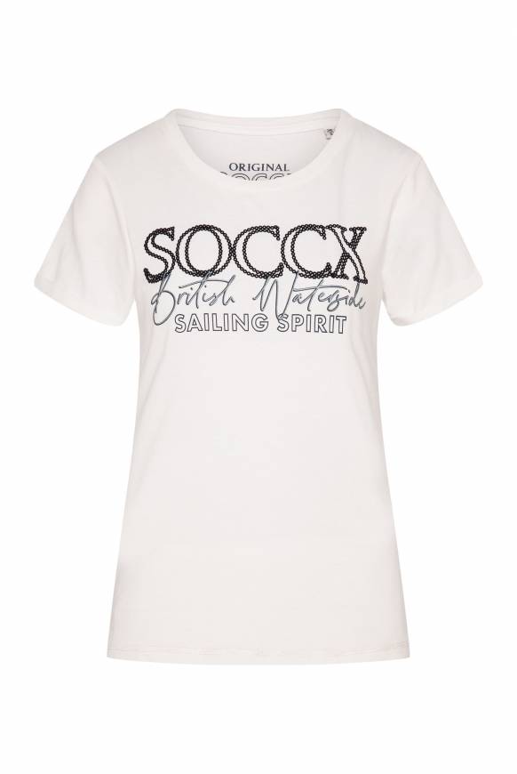 Soccx T-Shirt mit Rundhalsausschnitt und Glitter Print ivory Bis zu 55% Rabatt