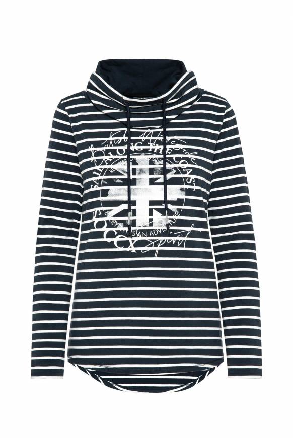 Soccx Ringelshirt mit hohem Kragen und Rubber-Artwork blue navy Super Rabatt