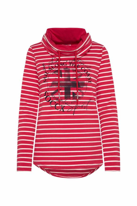 Soccx Ringelshirt mit hohem Kragen und Rubber-Artwork clear red Riesige Rabatte
