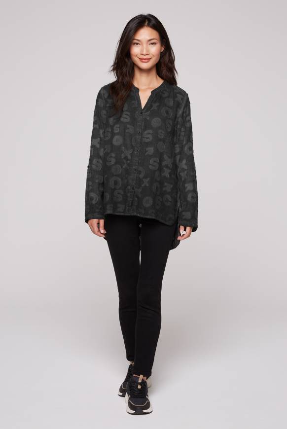 Soccx Bluse Oil Dyed mit Intarsia-Muster black Begrenzt auf 3 Tage