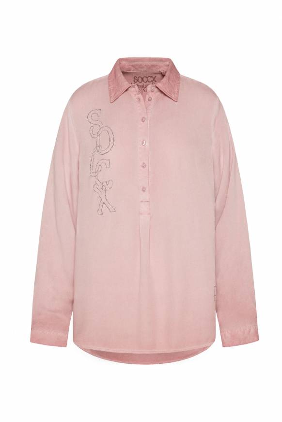 Soccx Longbluse Oil Dyed mit Logo aus Schmucksteinen rose blush Black Friday Preise