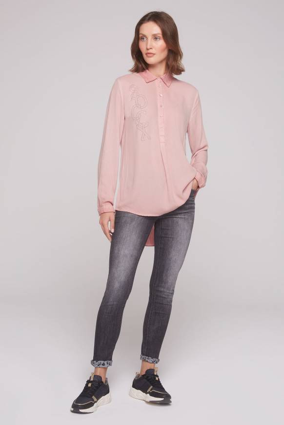 Soccx Longbluse Oil Dyed mit Logo aus Schmucksteinen rose blush Black Friday Preise