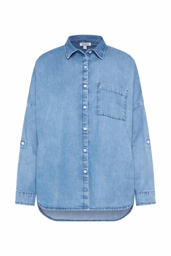 Soccx Oversized Denim-Bluse mit Print blue vintage zollfrei