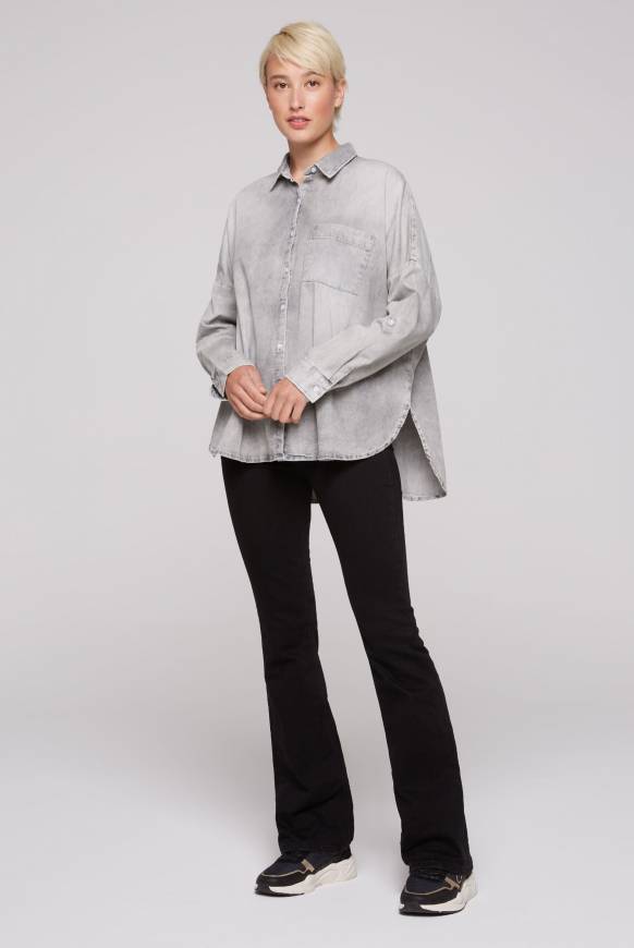 Soccx Oversized Denim-Bluse mit Print light grey bleached 50% Rabatt für begrenzte Zeit