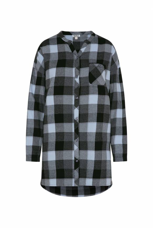 Soccx Lange Karobluse aus Flanell cozy blue Rabatte dieses Monats