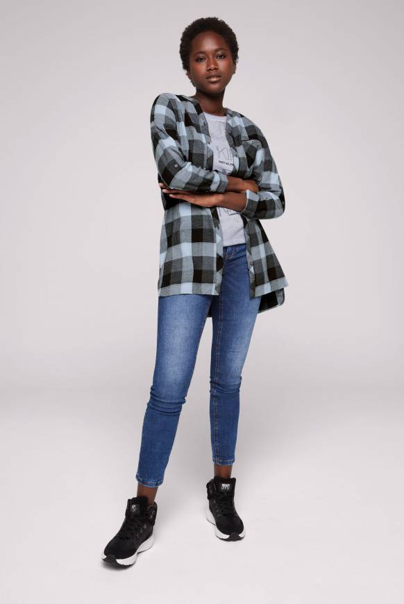Soccx Lange Karobluse aus Flanell cozy blue Rabatte dieses Monats