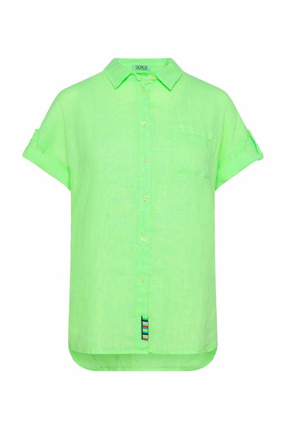 Soccx Oversized Leinenbluse mit Logostickerei fresh lime Verkauf