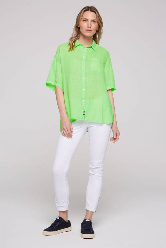 Soccx Oversized Leinenbluse mit Logostickerei fresh lime Verkauf