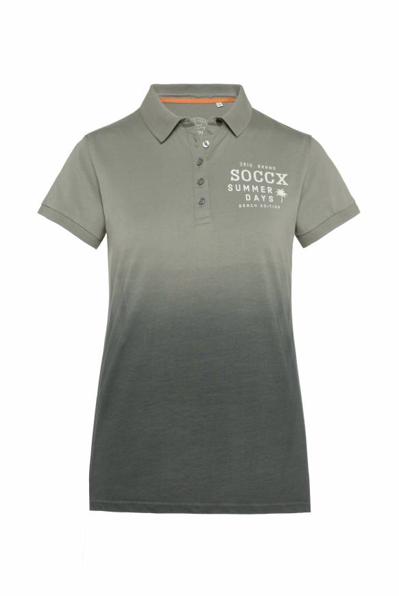 Soccx Poloshirt Dip Dye mit Rücken-Artwork sage green Blitzverkäufe